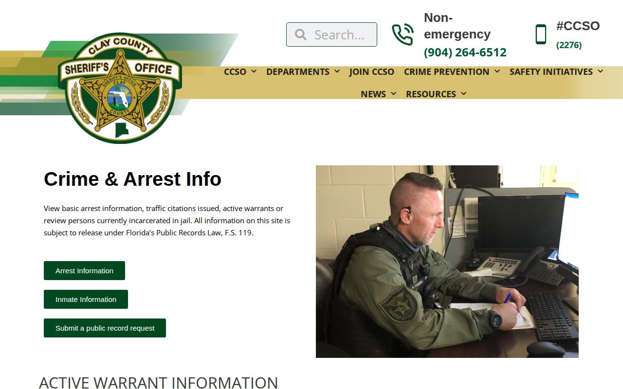 Clay County Sheriff arrest information and inmate record links