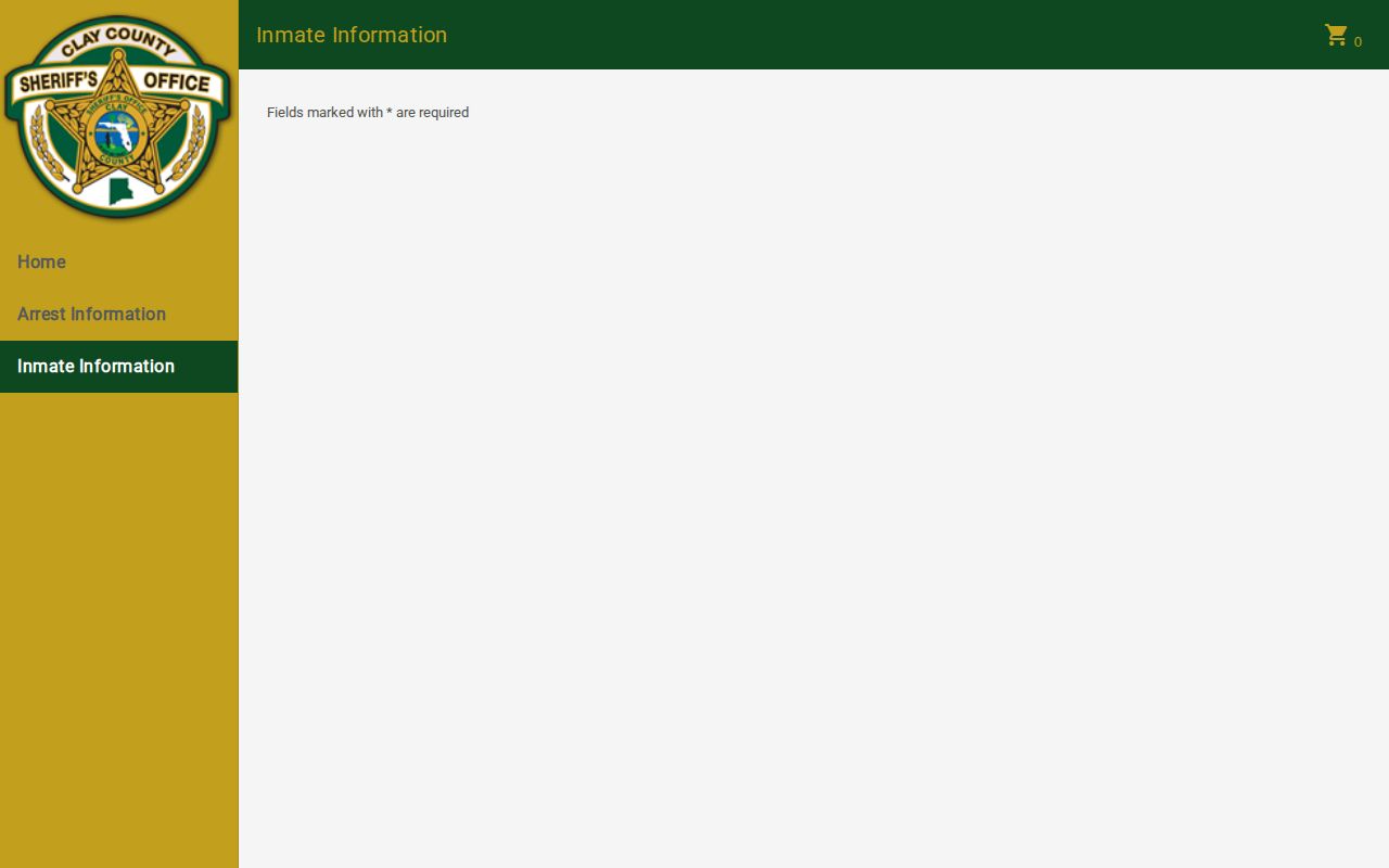 Clay County current inmate roster search screen