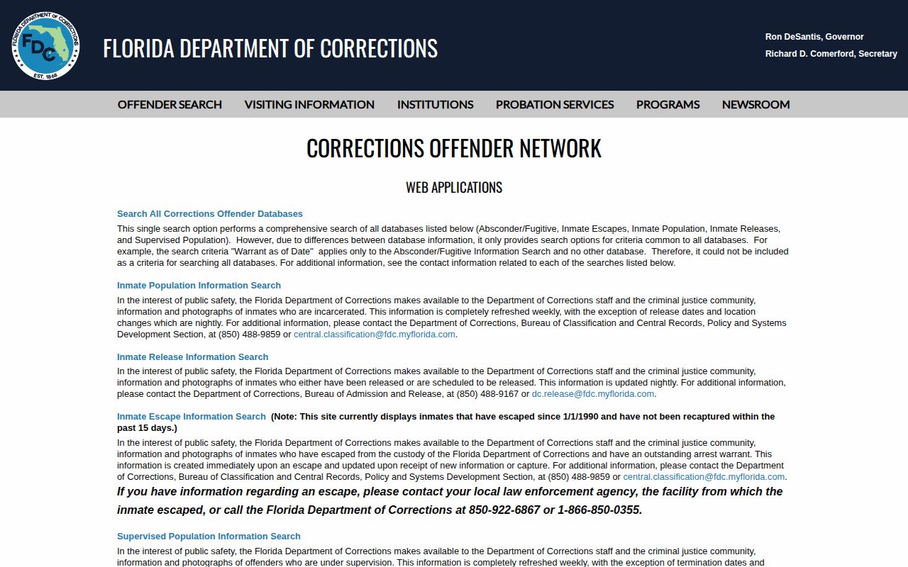 Florida offender search used after a Clay County arrest reaches state custody